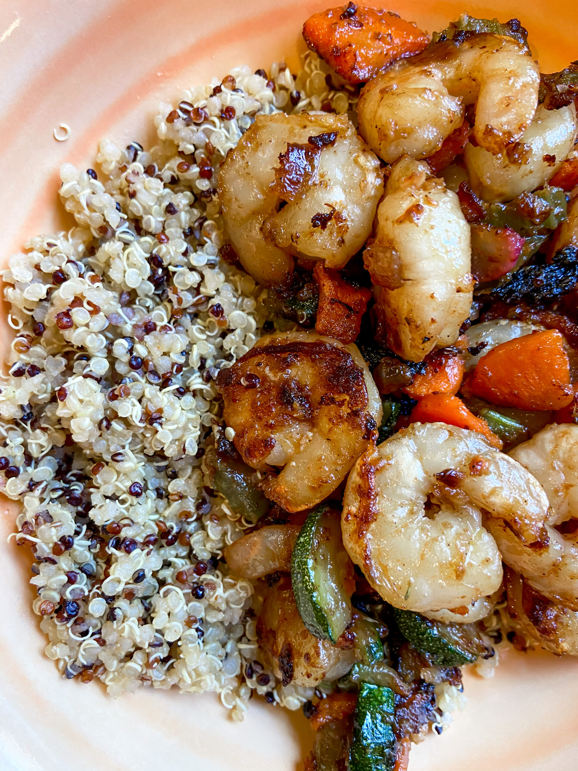 Shrimp and Veggies with Spicy Quinoa - Rachel Tritsch