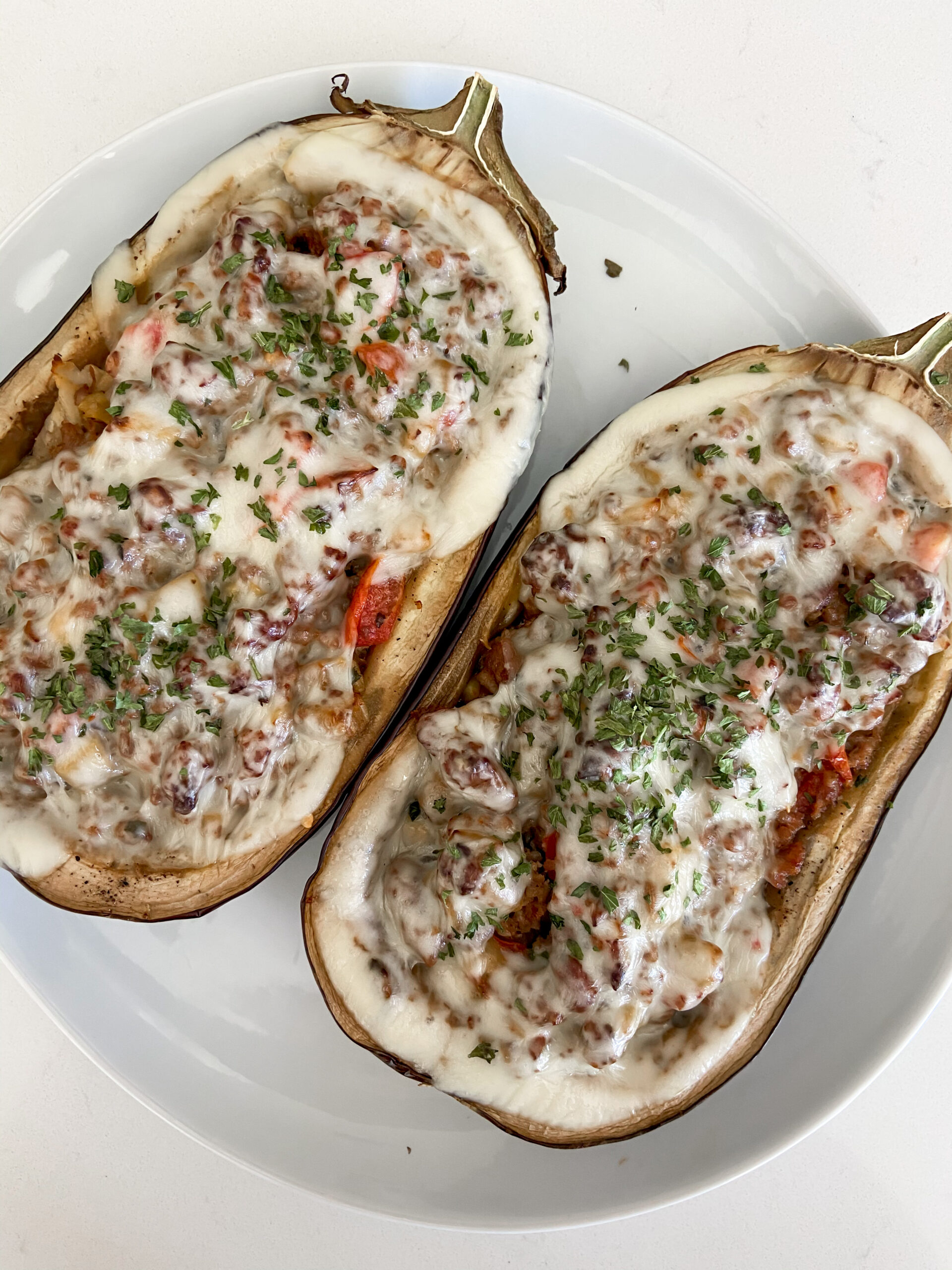 Tomato and Pork Stuffed Eggplant - Rachel Tritsch
