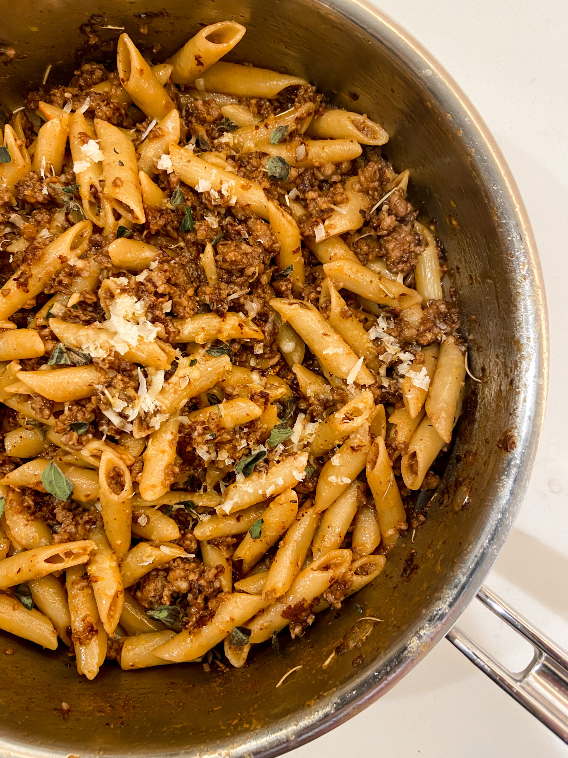 Sausage and Red Wine Pasta - Rachel Tritsch