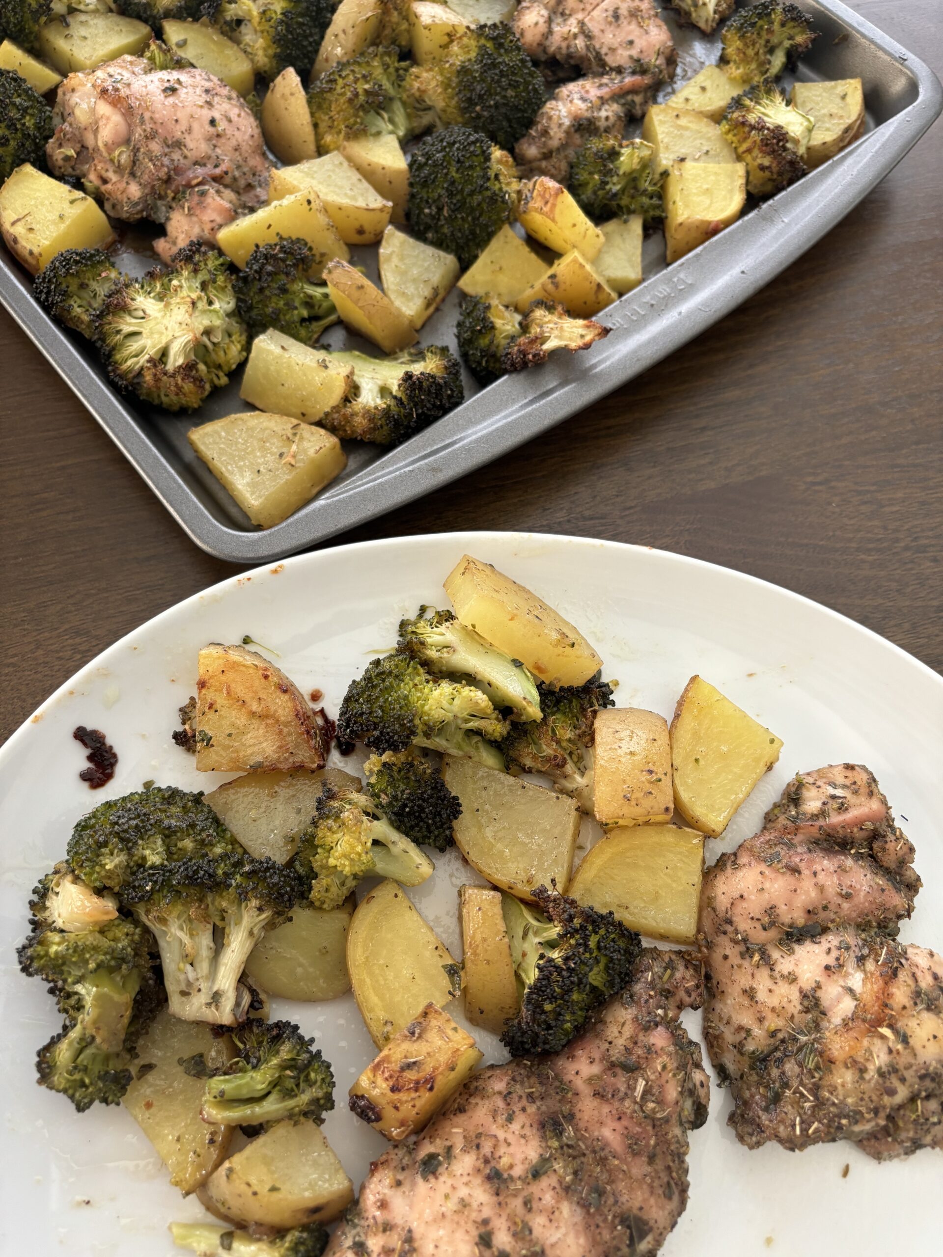 Boneless Chicken Thighs with Broccoli and Potatoes - Rachel Tritsch