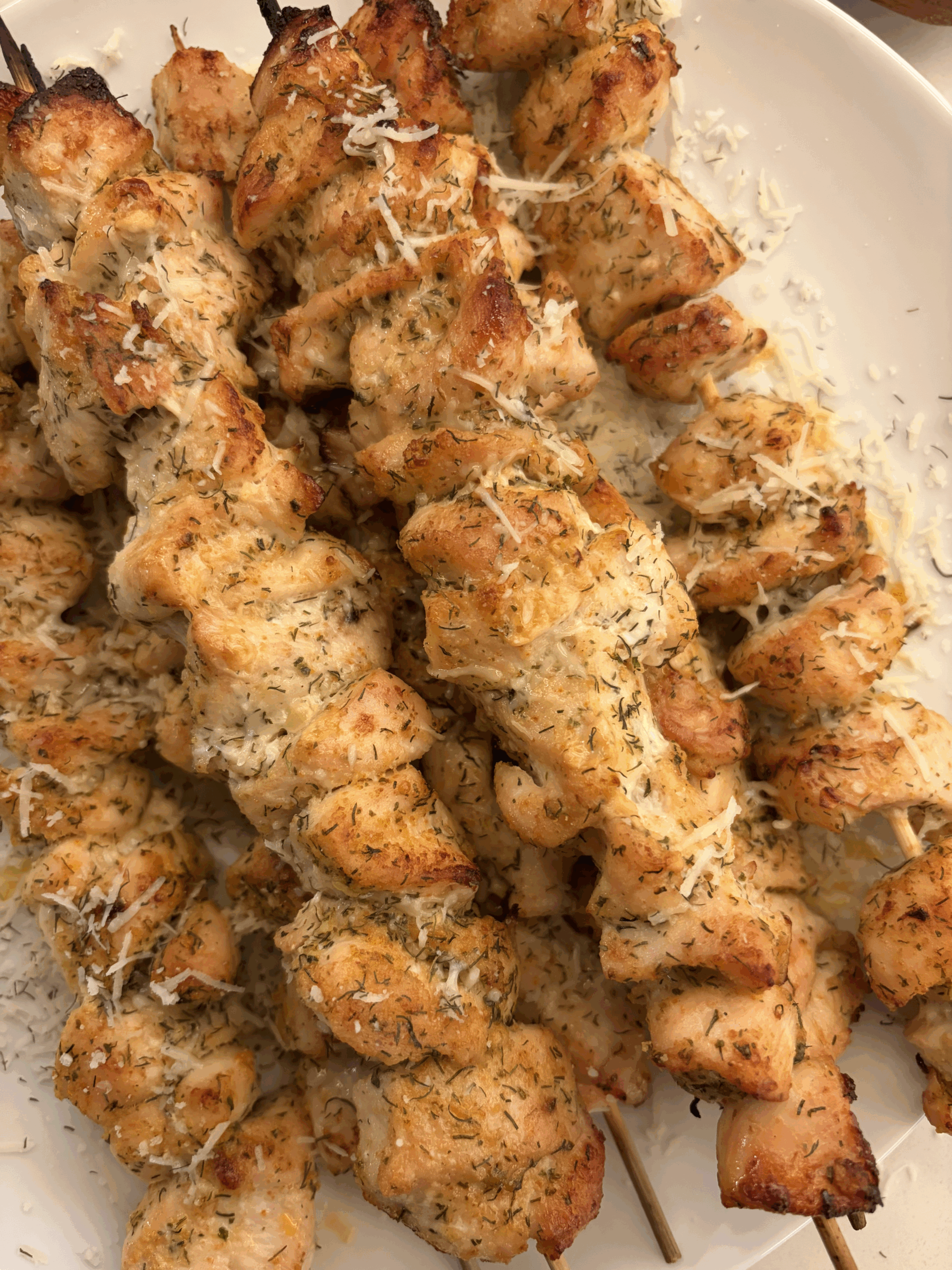 ranch and parmesan chicken skewers