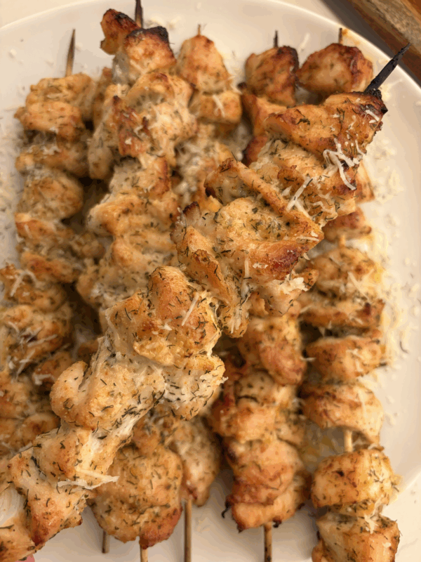 ranch and parmesan chicken skewers