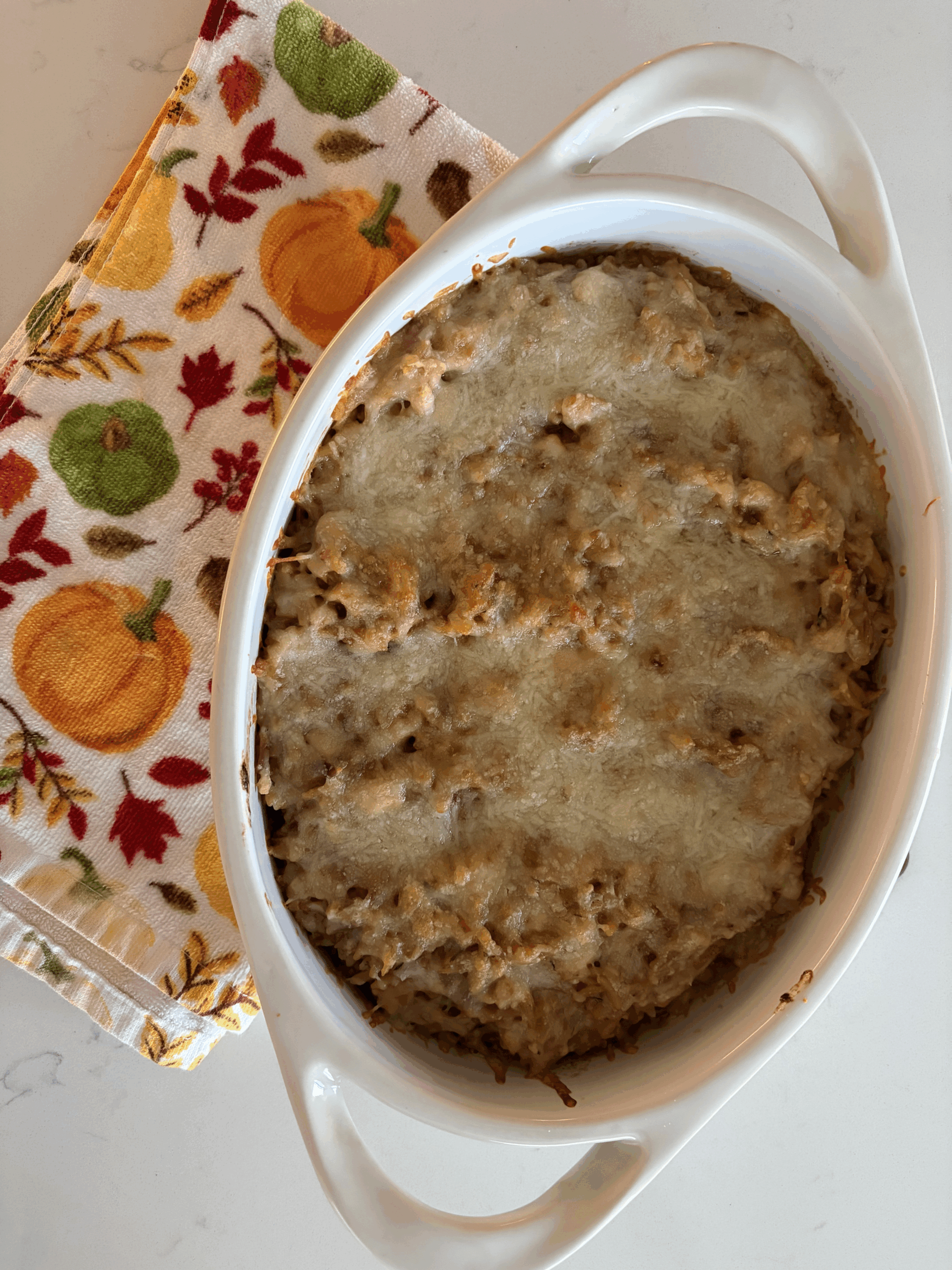 french onion orzo chicken